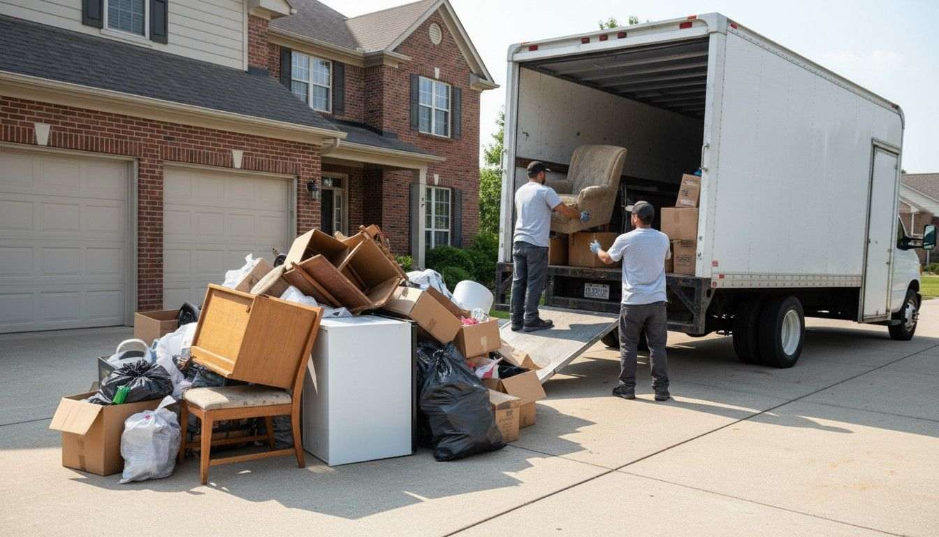 A cleared Spokane garage after a junk removal crew finished loading