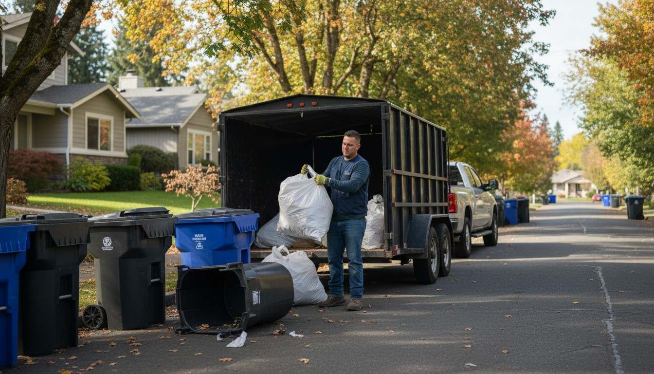 Sorted materials staged for disposal and recycling at a Spokane facility